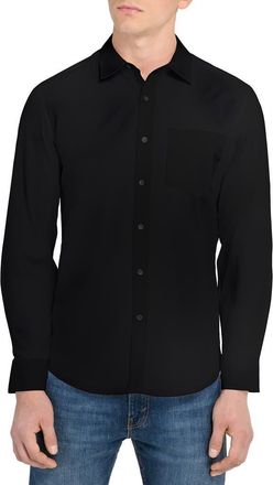W.R.K Hudson Reworked Slim Fit Solid Cotton Button-Up Shirt in Black at Nordstrom, Size X-Large