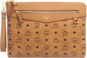MCM Pochettes - Diamond Visetos Flat Pouch Med, One Size - cognac - Pochettes for ladies