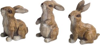 Melrose International Carved Stone Garden Rabbit Figurine (Set of 6) - Brown, White