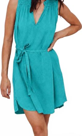 Bella Dahl Haviana Smocked Mini Dress In Turquoise