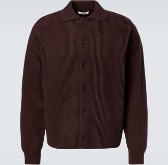 Auralee Ribbed-knit wool cardigan