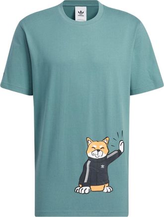 adidas Mens adidas Cartoon Puppy Straight Casual Sports Short Sleeve Green T-Shirt H49577