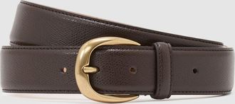 Reiss Dark Brown Pierced-leather Curved-buckle Belt, 38