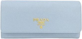 Prada Pre-owned Wallets, female, Blue, Size: ONE SIZE Pre-owned Saffiano Long Wallet