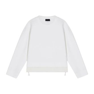 Emporio Armani Sweatshirts, female, White, Size: M Double Jersey Crew-Neck Sweatshirt