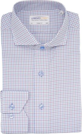 Lorenzo Uomo Trim Fit Large Grid Dress Shirt in Purple at Nordstrom Rack, Size 14.5 - 32/33