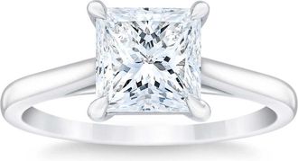 Pompeii3 2 1/2Ct Princess Cut Certified Diamond Solitaire Engagement Ring 14k White Gold