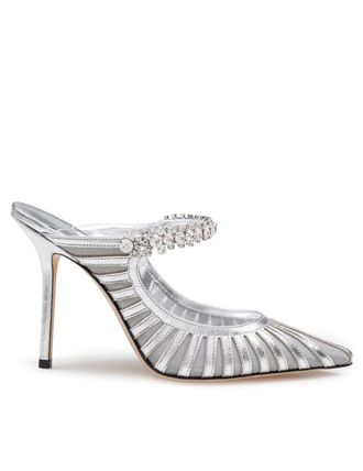 Jimmy Choo London Bing Mule In Laminated Leather And Transparent Tulle