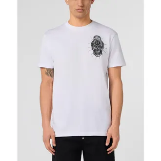 Philipp Plein Round Neck T-Shirt Chest Embroidery Skull Men in White at Nordstrom, Size Xx-Large