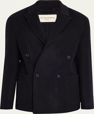 Officine G&eacute;n&eacute;rale Mens Dark Navy Double-Breasted Wool Maxwell Sport Jacket