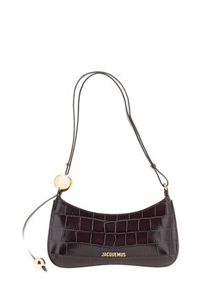 Jacquemus Burgundy Le Bisou Perle Croc-Effect Leather Shoulder Bag