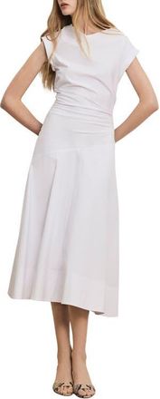 Veronica Beard Lisette Stretch Cotton Midi Dress in White at Nordstrom, Size 10