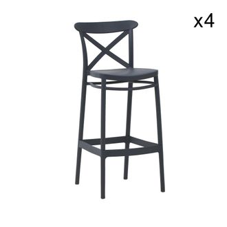 Konte Design Lote de 4 taburetes de polipropileno antracita