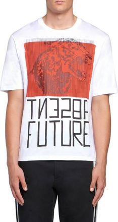 Roberto Cavalli Mens Optic White Absent Future Cotton T-shirt, Size X-Large