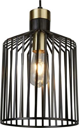 Searchlight Searchlight Bird Cage - 1 Light Cage Ceiling Pendant Antique Brass, Matt Black, E27