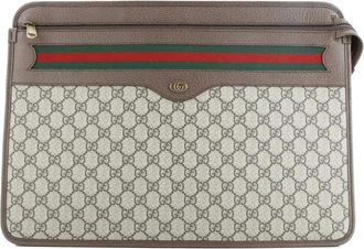 Gucci Ophidia Documents Holder GG Coated Canvas Large clutch bag - Bruin