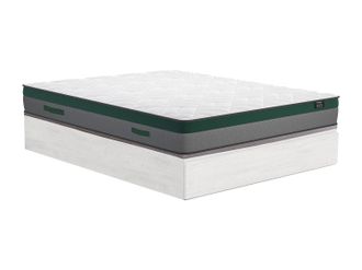 Vente-Unique Conjunto de somier con arc&oacute;n de 140 x 190 cm con caj&oacute;n blanco + colch&oacute;n de muelles ensacados de 22 cm - PRESTIGE de YSM&Eacute;E
