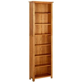 vidaXL 7-Tier Bookcase 60x22x200 cm Solid Oak Wood vidaXL