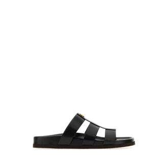 Valentino Garavani Studshield Slide Sandaal - Heren - Sandalen - Zwart - 40 EU - Leer - Schoenen