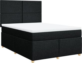 vidaXL Cama Box Spring Con Colch&oacute;n Tela Negro 140x190 Cm Vidaxl