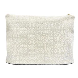 Loewe Pre-owned Clutch Pouch - Dames - Pre-owned - Beige - Maat: ONE Size Leer