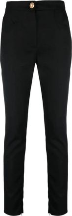 Balmain Zwarte Skinny Wol Stretch Broek - Dames - Skinny broeken - Zwart - L - Wol - Broeken