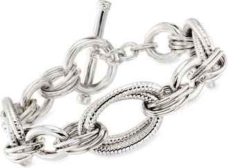 Ross-Simons Italian Rhodium-Plated Oval-Link Toggle Bracelet