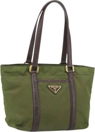 Prada Pre-owned Tote Bags, female, Green, Size: ONE SIZE Pre-owned Vintage Nylon Tote Bag