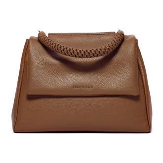 Orciani Handbags, female, Brown, Size: ONE SIZE Brown Leather Shoulder Bag with Flap
