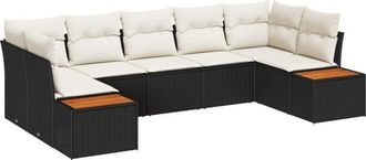 vidaXL Garden Sofa Set with Cushion 7 pcs Black Poly rattan Vidaxl