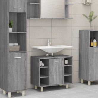 vidaXL Armario De Ba&ntilde;o Madera Contrachapada Gris Sonoma 60x32x53,5 Cm Vidaxl