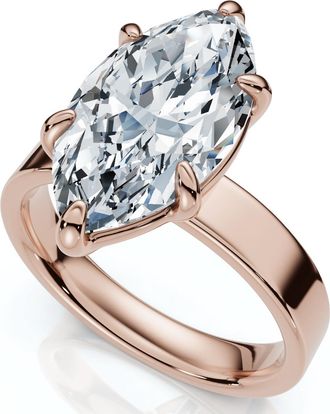 Pompeii3 Certified 2Ct Marquise Cut Flat Cigar Band Engagement Ring 14k Gold Lab Grown