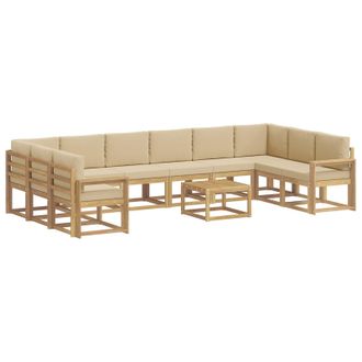 vidaXL Set Di Divani Da Esterno 11 Pz Bianco E Beige Vidaxl
