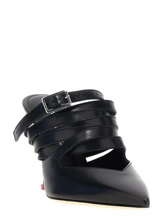 Alexander McQueen Multi-Strap Leather Mule - Black
