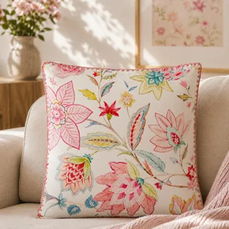 KASANOVA Cuscino divano 45x45 cm fiori rosa stilizzati