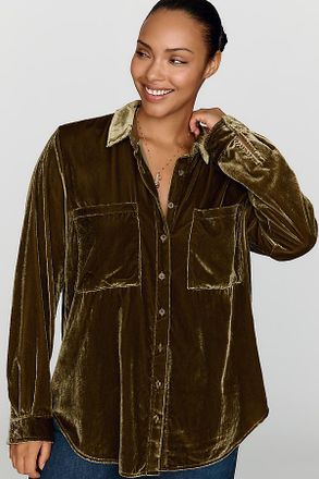 Pilcro Hadley Velvet Relaxed Buttondown Shirt