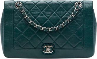 Chanel Pre-owned Bi Vintage Schoudertas - Dames - Vintage Schoudertas - Groen - ONE Size - Leer - Vintage
