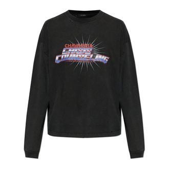 Willy Chavarria Long Sleeve Tops, male, Black, Size: XS Crisis Counseling Long Sleeve T-shirt