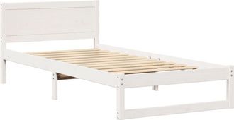 vidaXL Bed Frame with Headboard White 90 x 190 cm Solid Pine wood Vidaxl