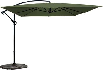 Oviala Sombrilla voladiza de 3 x 3 m con 4 bases lastradas color verde cactus