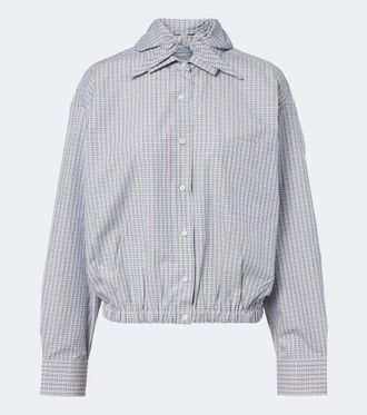 Prada Bow-detail checked cotton blouse