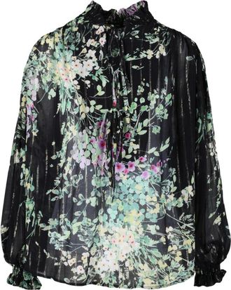 Sabina Mus&aacute;yev Metallic Zijdeblend Shirt - Dames - Blouses - Veelkleurig - M - Overhemden