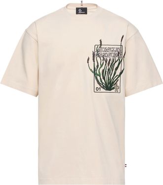 Moncler Moncler Embroidered Botanical Motif Cotton T-shirt, Men, White, Size: Xl