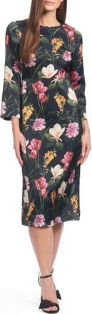 Sachin & Babi Alexa Floral Satin Cocktail Dress in Dark Midnight Bouquet at Nordstrom, Size 10