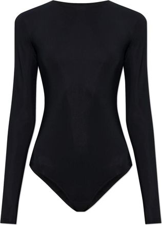 Maison Margiela Tops, Dames, Zwart, L, Tweed, Lange Mouwen Bodysuit