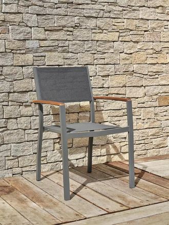 DCB Garden Sill&oacute;n de jard&iacute;n de aluminio y acacia - gris antracita