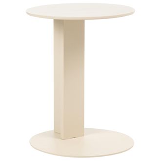 Beliani Mesa Auxiliar De Jard&iacute;n Moderna De Acero Con Recubrimiento En Polvo Redonda 40 Cm Mobiliario De Exterior Beige Vanzago