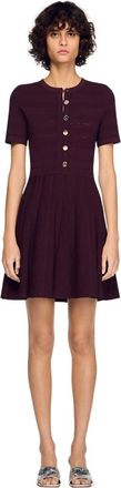 Sandro Floral print knit short dress in Brown at Nordstrom, Size 40 Eu