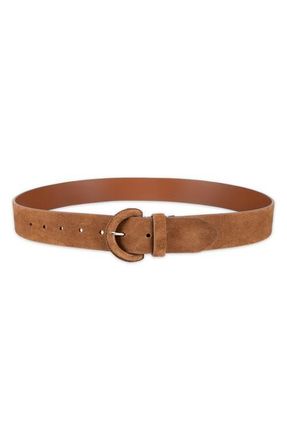 Cole Haan Covered Buckle Suede Belt in Light Brown at Nordstrom, Size Medium