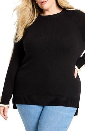 Nic+Zoe Ruffle Trim Sweater in Black Onyx at Nordstrom Rack, Size 3 X